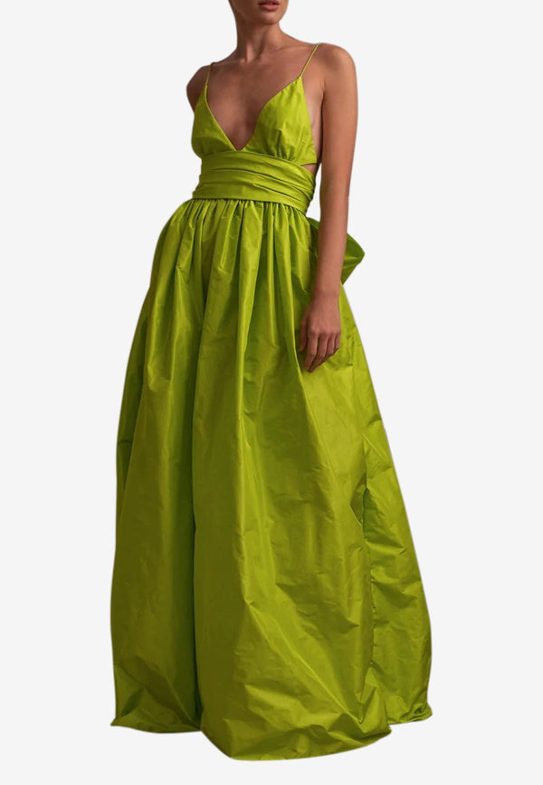 Leal Daccarett Corombaia Silk Taffeta Gown with Oversized Bow Detail Lime LDLCG