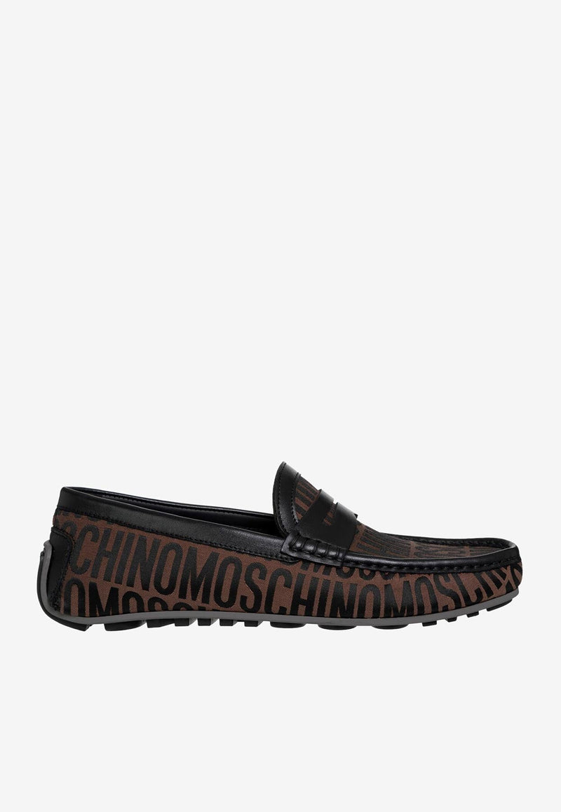 All-Over Jacquard Logo Driving Loafers