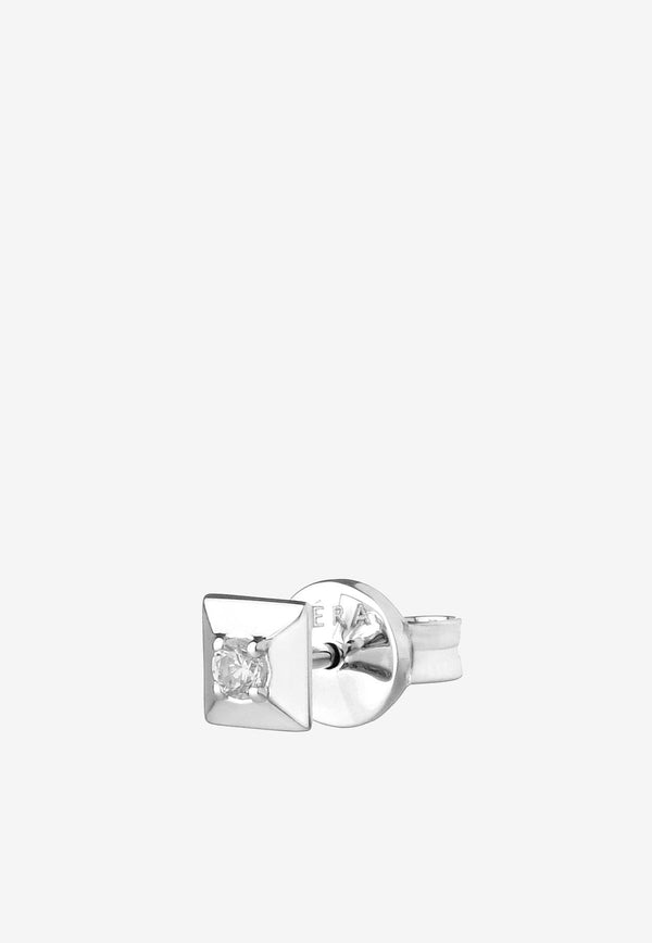 Medium Diamond Mini Single Stud Earring in 18-karat White Gold