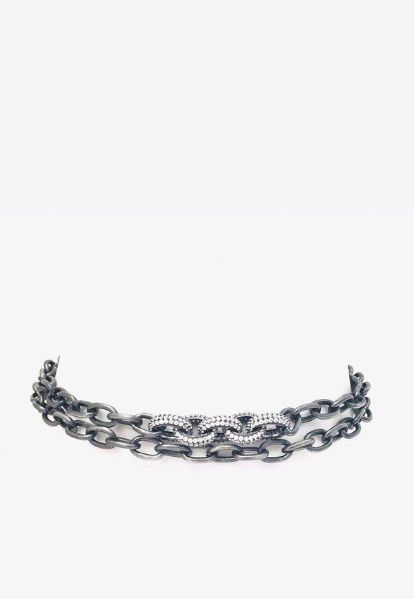 Harley Choker in 925 Sterling Silver and Oxidized Brass