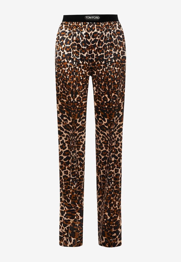Straight-Leg Tiger Print Pants