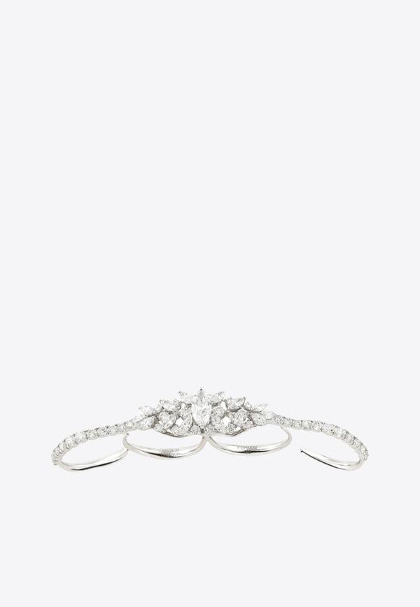 Y-Not Diamond Knuckle Ring in 18-karat White Gold