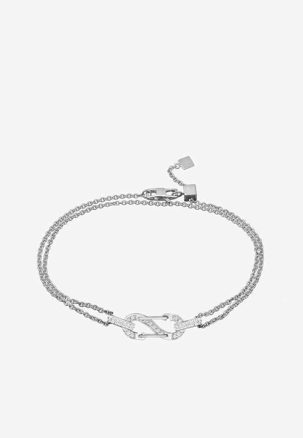 Romy Double Chain Bracelet in 18-karat White Gold with Diamonds
