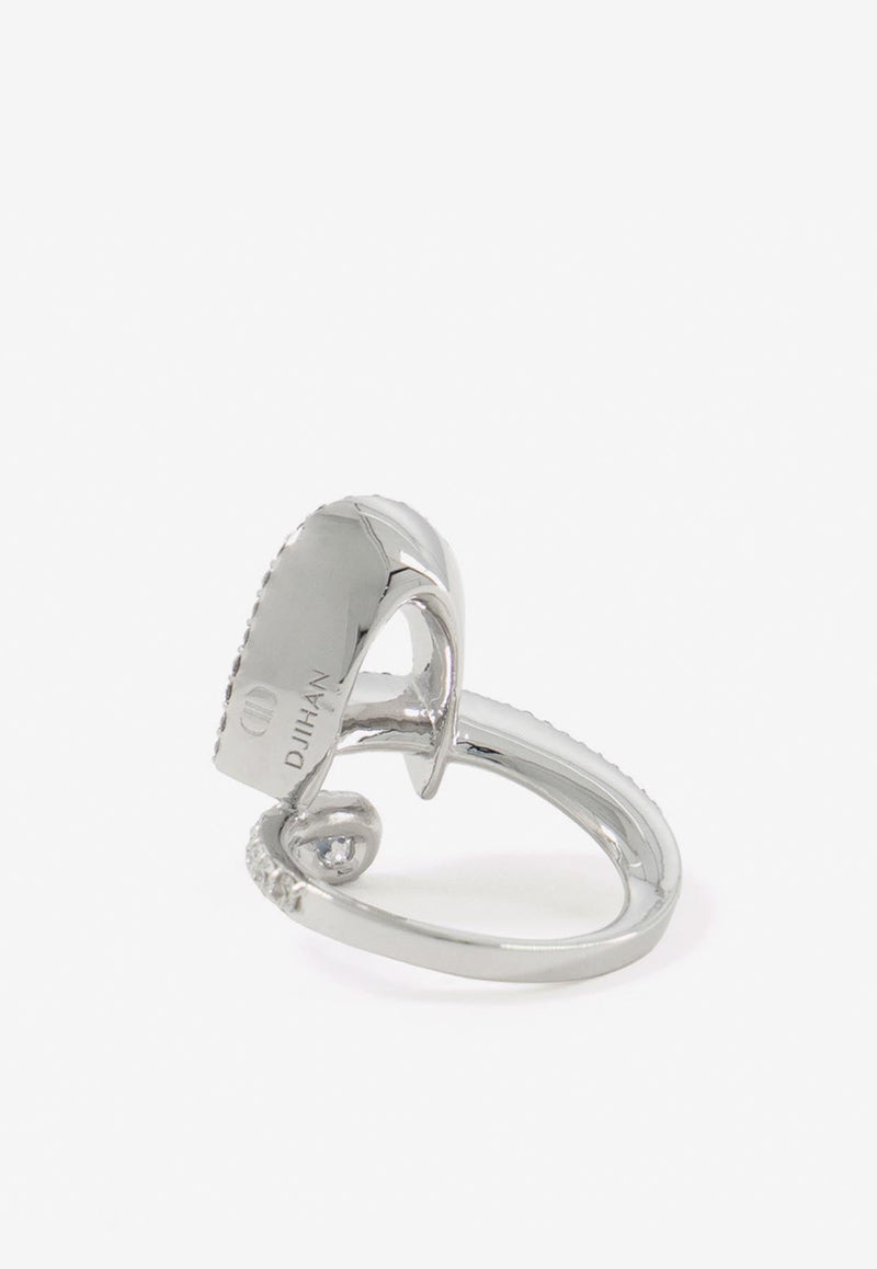 D Shaped Diamond Ring in 18-karat White Gold
