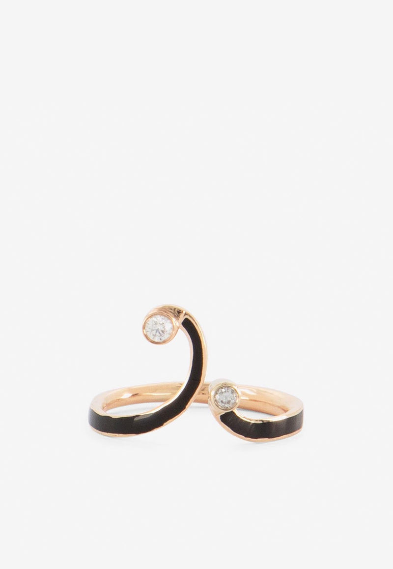 18-karat Rose Gold Curved Ring with Diamonds