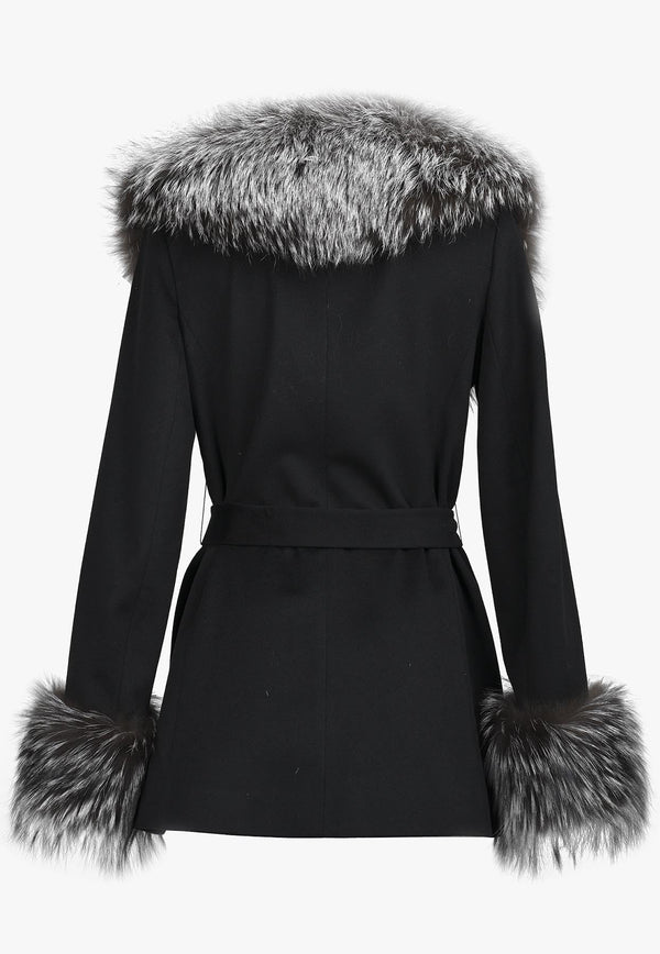 Fur-Trimmed Belted Wool Coat