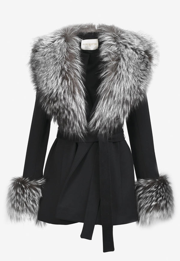 Fur-Trimmed Belted Wool Coat