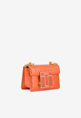 Mini 001 Chain Shoulder Bag in Croc-Embossed Leather