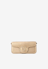 LOCÒ Shoulder Bag in Laminated Crocodile Leather with VLogo Plaque