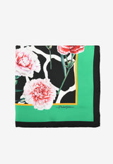 Floral Print Silk Twill Scarf