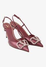 VLogo 80 Metallic Slingback Pumps in Elaphe Leather