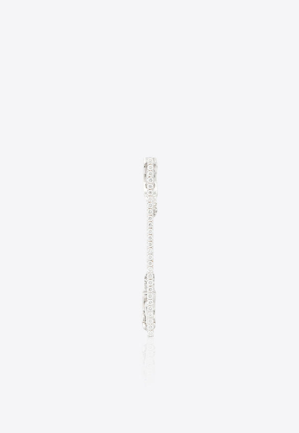 Single Bar Ear Cuff in White-Gold and Diamonds