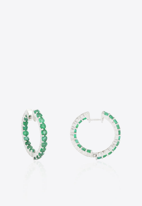 Special Order - Emerald Hoops in White-Gold