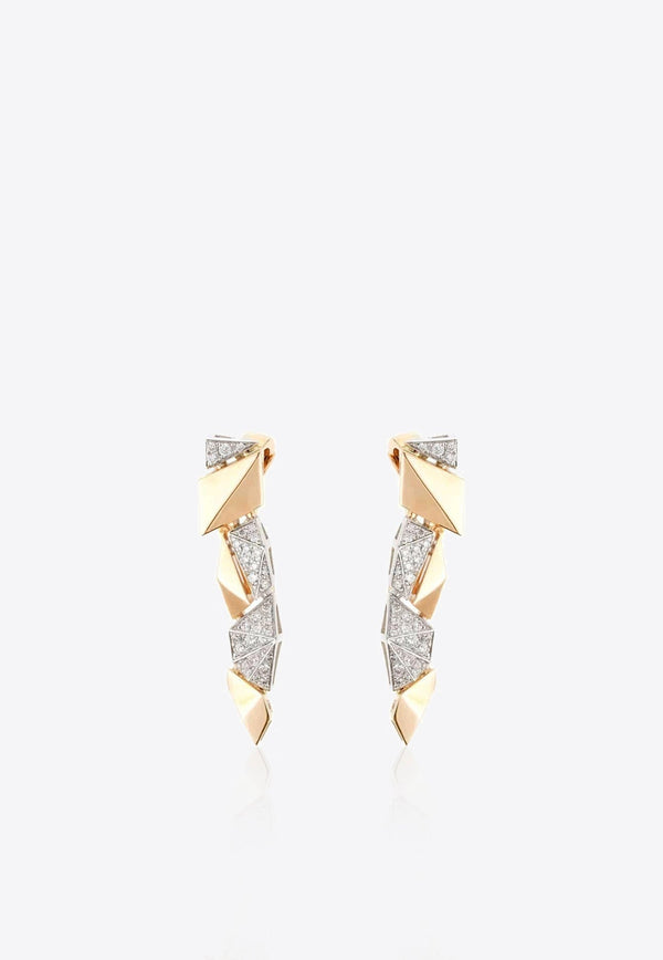 Pink Strada Diamond Drop Earrings in 18-Karat White and Yellow Gold