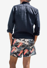 All-Over Lobster Swim Shorts in Camo Blue