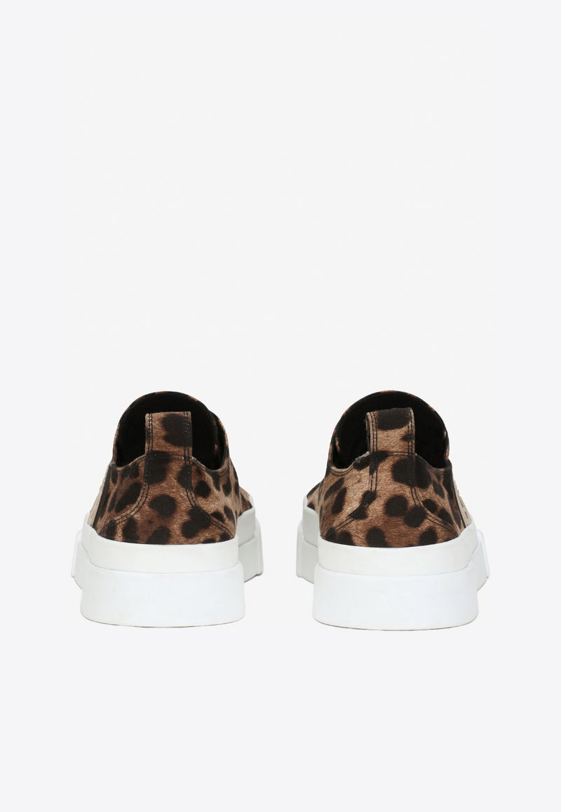 Portofino Leopard Print Cotton Sneakers