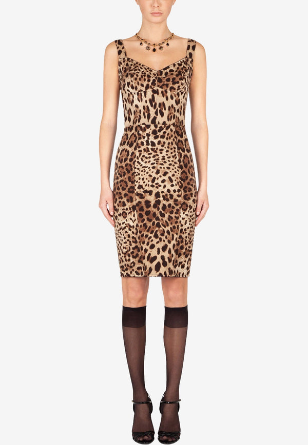 Leopard Print Silk Mini Dress