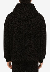 Leopard Print Cotton Hooded Sweatshirt