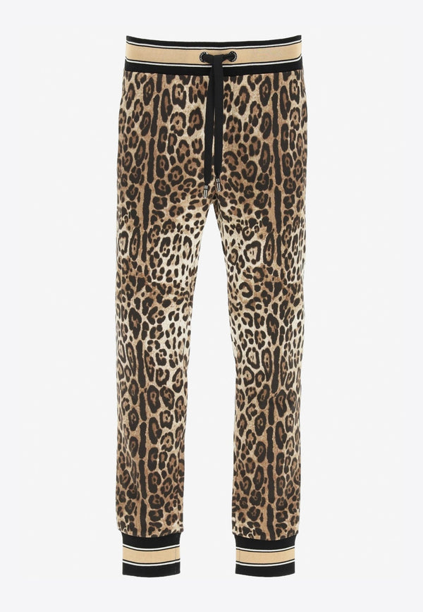 Leopard Print Cotton Track Pants