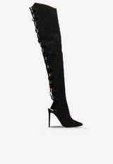 115 Lace-up Suede Leather Knee-High Boots